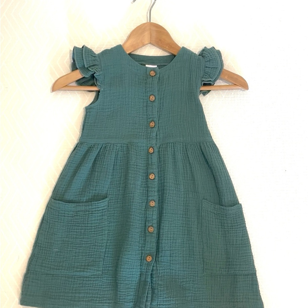 Green Button-Down Cotton Dress